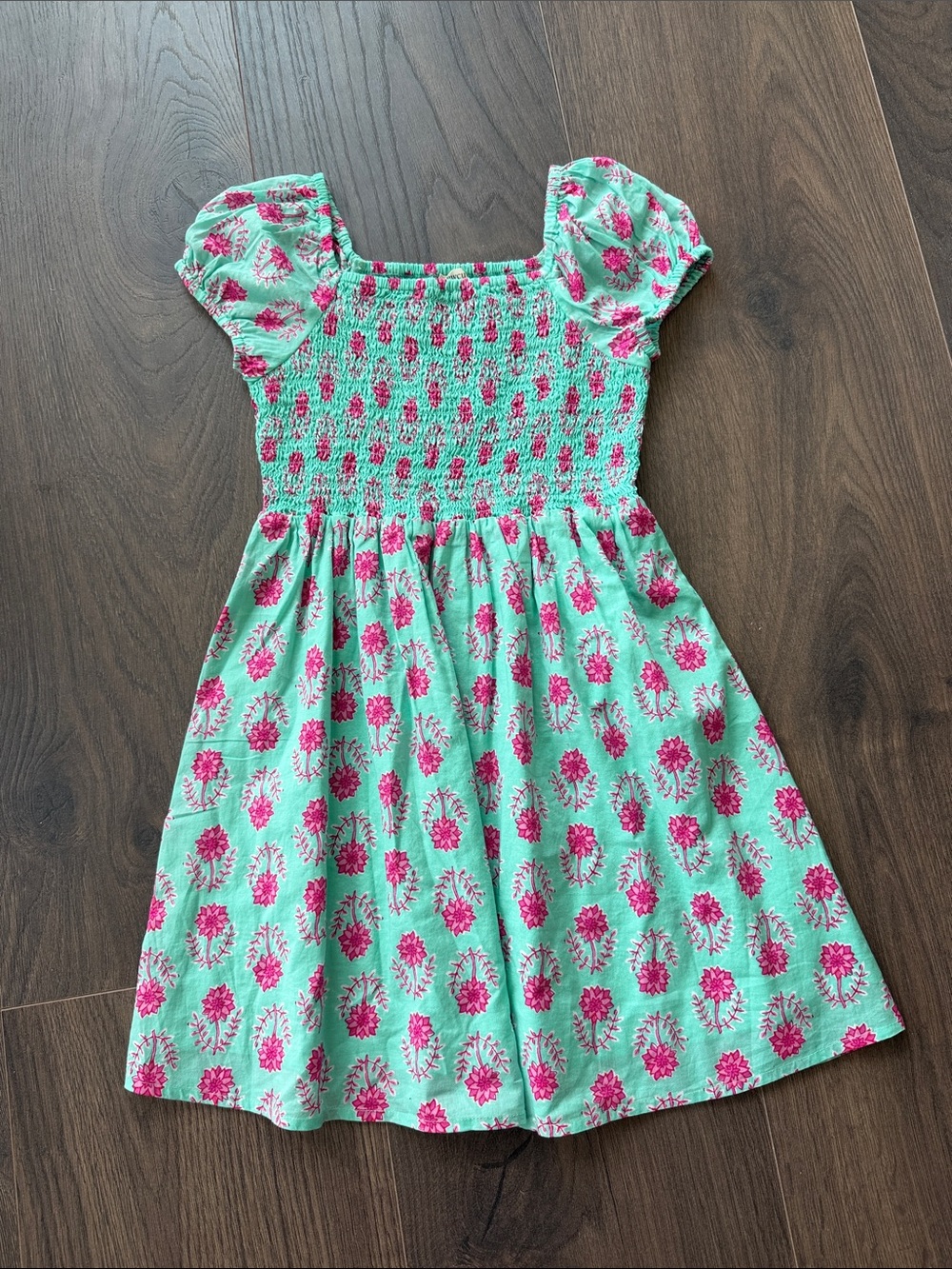 J. Crew Mint Green Dress with Pink Floral Print